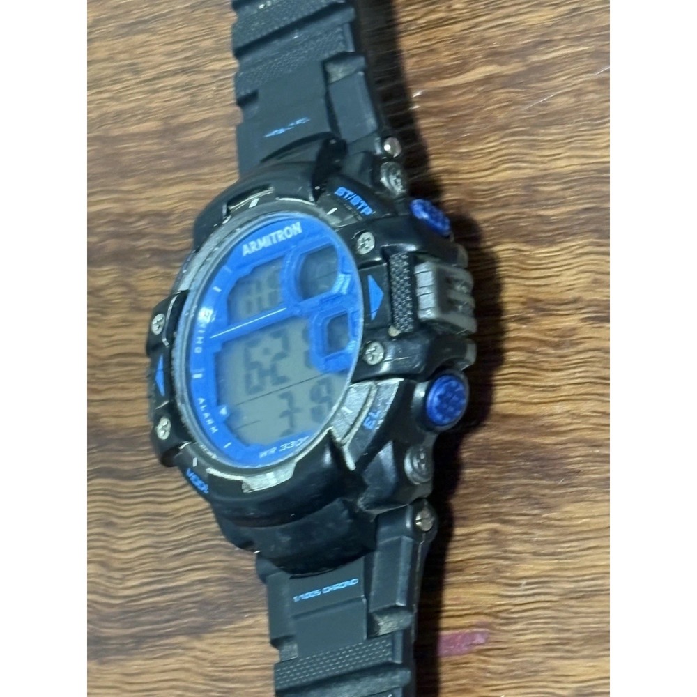 Armitron Pro Sport 40/8309 Dual Time Quartz Digital Men's Watch New Battery Blue - Picture 3 of 9